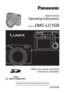 Panasonic Lumix LC1 manual. Camera Instructions.